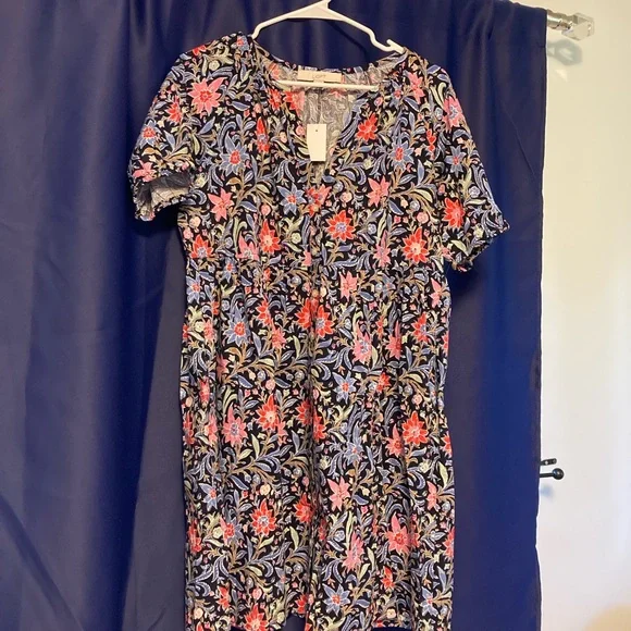 LOFT Spring Bloom Button Swing Dress NWT - Picture 2 of 3
